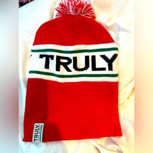 Truly Hard Seltzer Merch Red Pom Knit Snow Ski Winter Beanie